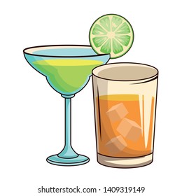 glasses with cocktail icon cartoon vector illustration graphic design