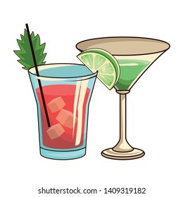 glasses with cocktail icon cartoon vector illustration graphic design