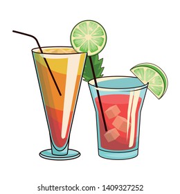 glasses with cocktail icon cartoon vector illustration graphic design