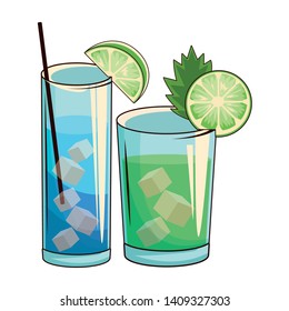 glasses with cocktail icon cartoon vector illustration graphic design