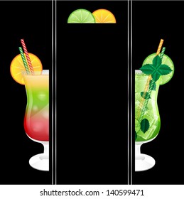 glasses with a cocktail on a black background