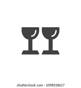Glasses for cocktail vector icon. filled flat sign for mobile concept and web design. Two glasses simple solid icon. Symbol, logo illustration. Pixel perfect vector graphics