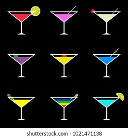 Glasses with a cocktail. Vector illustration.