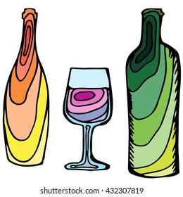 glasses with cocktails and bottles on a white background vector image