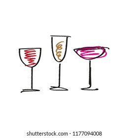 Glasses of cocktails vector illustration