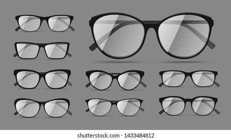 Glasses collection of different shapes. Vector illustration. Can be use for your design, promo and etc.