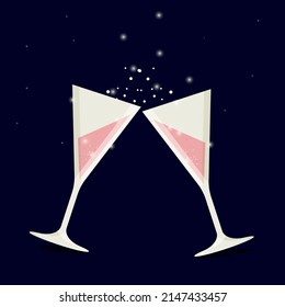 Glasses of color on a dark background. Party, Christmas. Birthday.