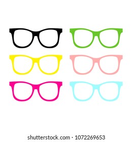 Glasses colorful vector set illustration. Modern summer symbol. Glasses set for traveling design. Flat design Vector Illustration EPS