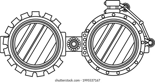 Libro de coloreo de gafas al estilo del steampunk. Ilustración vectorial de un esbozo sobre un fondo blanco.