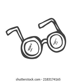 Glasses in continuous line art drawing style. Front view of eyeglasses minimalist black linear sketch isolated on white background. Vector illustration