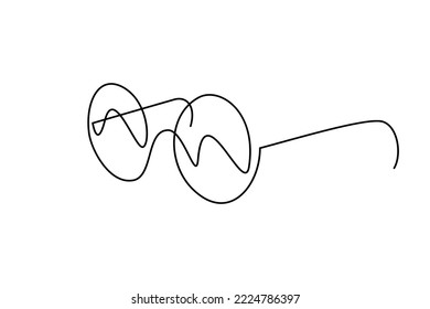 Glasses in continuous line art drawing style. Eyeglasses black linear sketch isolated on white background. Vector illustration