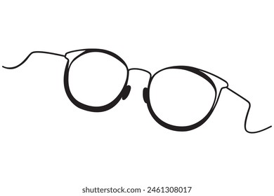 Gafas en estilo de dibujo de arte de línea continua, aisladas sobre fondo blanco. Ilustración vectorial