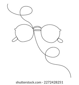 glasses continuous line drawing isolated, vector