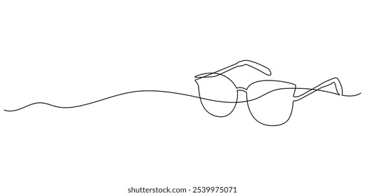 Glasses continuous line drawing on white background. Beauty and fashion concept. Vector minimalistic illustration.
