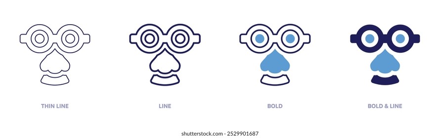 Glasses costume party icon in 4 different styles. Thin Line, Line, Bold, and Bold Line. Duotone style. Editable stroke.