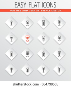 Glasses and cups easy flat web icons for user interface design