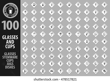 Glasses and cups icon set for web sites and user interface