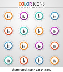 Glasses and cups round vector icons for user interface