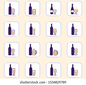 Glasses and cups symbol for web icons