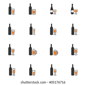 Glasses and cups symbol for web icons