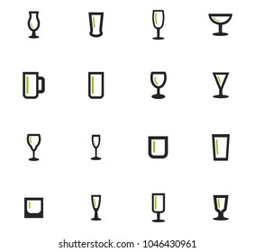 Glasses and cups vector icons for user interface design