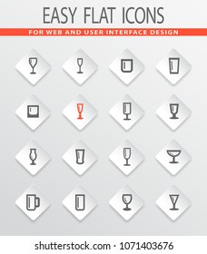 Glasses and cups vector icons for user interface design