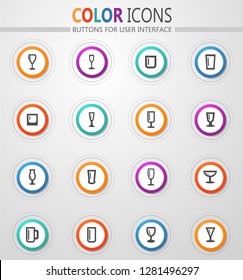 Glasses and cups vector icons for user interface design