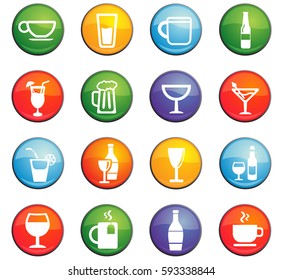 glasses and cups vector icons for user interface design