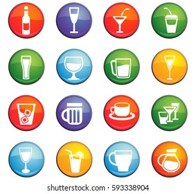 glasses and cups vector icons for user interface design