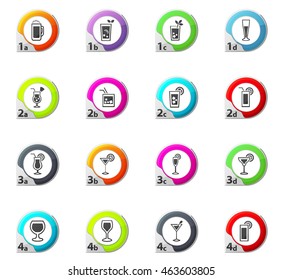 Glasses and cups web icons for user interface design