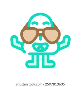 glasses cute monster color icon vector. glasses cute monster sign. isolated symbol illustration
