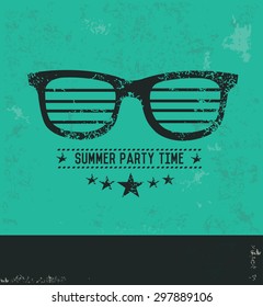 Glasses design on green background,grunge vector