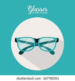 Glasses design over blue background, vector illustration