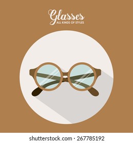 Glasses design over brown background, vector illustration