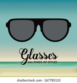 Glasses design over landscape background, vector illustration