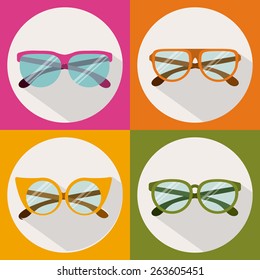 Glasses design over multicolored background, vector illustration