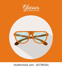 Glasses design over orange background, vector illustration