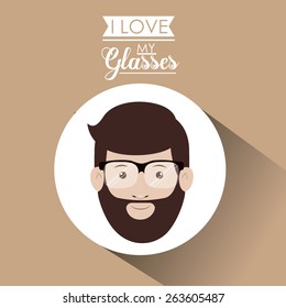 Glasses design over pastel background, vector illustration