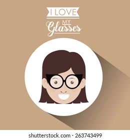 Glasses design over pastel background, vector illustration