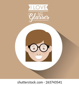 Glasses design over pastel background, vector illustration