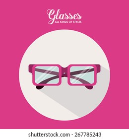 Glasses design over pink background, vector illustration