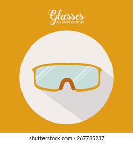 Glasses design over yellow background, vector illustration