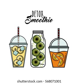 glasses with detox smoothies over white background. colorful design. vector illustration