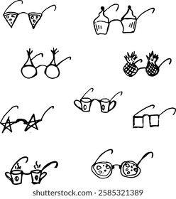 
copos de diferentes formas, copos na forma de um cupcake, estrelas, café