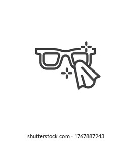 Icono de línea de desinfección de lentes. signo de estilo lineal para concepto móvil y diseño web. Icono de vector de contorno de anteojos de limpieza. Símbolo, ilustración del logotipo. Gráficos vectoriales