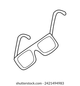 Glasses doodle icon. Black Outline Vector Accessories isolated on White background. Line art Sunglasses Simple illustration, Vision Equipment Element for Optic Logotype, Vacation Flyer, Graphic Design