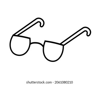 Glasses doodle icon. Drawing of a pair of glasses. Vector illustration in doodle style isolated on white background. Single sunglasses. Cute element for cards, posters, stickers and seasonal design.