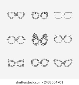 Glasses doodle line vector illustration