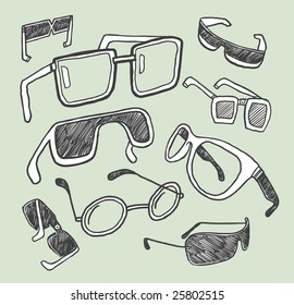 Glasses doodles collection. Vector illustration.