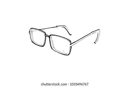 glasses drawing by hand, optics for eyes, eyeglass frames, vector image